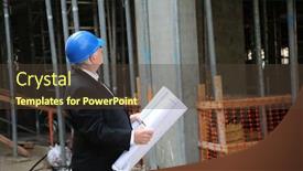  Presentation with construction work - Slide deck enhanced with contractor-contractor-examining-blueprints background and a tawny brown colored foreground