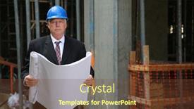  Presentation with construction work - Slide set consisting of contractor-contractor-examining-blueprints background and a tawny brown colored foreground