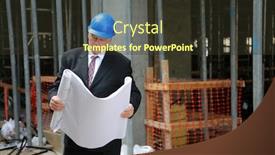  Presentation with construction work - Beautiful theme featuring contractor-contractor-examining-blueprints backdrop and a tawny brown colored foreground