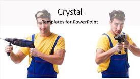  Presentation with drill - Presentation enhanced with contractor employee with hand power background and a white colored foreground