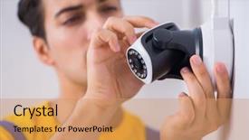  Presentation with surveillance - Amazing theme having electrical alarme - contractor installing surveillance cctv cameras backdrop and a coral colored foreground