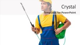  Presentation with pest control - Beautiful presentation theme featuring contractor isolated on white background backdrop and a  colored foreground