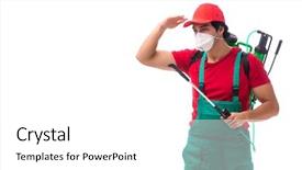  Presentation with pest control - PPT theme enhanced with contractor isolated on white background background and a  colored foreground