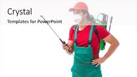  Presentation with pest control - PPT theme featuring contractor isolated on white background background and a  colored foreground