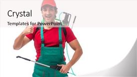  Presentation with pest control - Slides consisting of contractor isolated on white background background and a  colored foreground