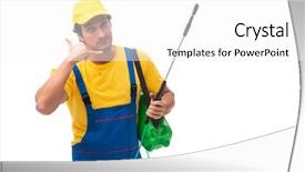  Presentation with pest control - Presentation design consisting of contractor isolated on white background background and a  colored foreground