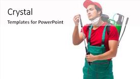  Presentation with pest control - Audience pleasing slide set consisting of contractor isolated on white background backdrop and a  colored foreground