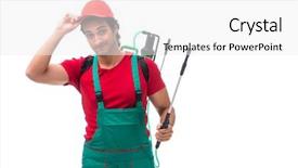  Presentation with pest control - Presentation design with contractor isolated on white background background and a white colored foreground