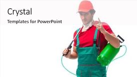  Presentation with pest control - Presentation featuring contractor isolated on white background background and a  colored foreground