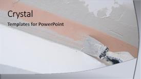  Presentation with contractor - Theme enhanced with contractor plastering a ceiling using plaster net background and a soft green colored foreground