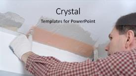  Presentation with contractor - Colorful presentation enhanced with contractor plastering a ceiling using plaster net backdrop and a lemonade colored foreground