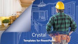  Presentation with curling - Cool new slide set with contractor-standing-in-front-custom backdrop and a ocean colored foreground