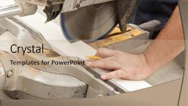  Presentation with economia circular - Audience pleasing slide deck consisting of contractor using circular saw cutting backdrop and a coral colored foreground