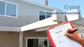  Presentation with descriptive writing - Amazing presentation having contractor-with-clipboard-writing backdrop and a light blue colored foreground