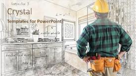  Presentation with contractor - Amazing presentation design having contractor-with-hard-hat backdrop and a sky blue colored foreground