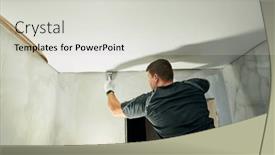  Presentation with stretch - Slides with contractor-worker-streching-a-stretch background and a light gray colored foreground