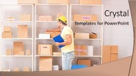  Presentation with contractor - Beautiful theme featuring contractor working in box delivery backdrop and a  colored foreground