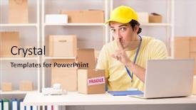  Presentation with techniques of improving health service delivery - Audience pleasing PPT layouts consisting of contractor working in box delivery backdrop and a lemonade colored foreground