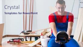  Presentation with contractor - Presentation featuring contractor-working-in-the-workshop background and a sky blue colored foreground