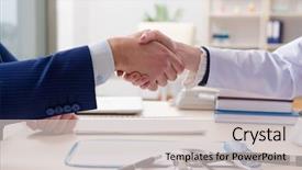  Presentation with contract - Beautiful PPT theme featuring contracts - man signing medical insurance contract backdrop and a soft green colored foreground