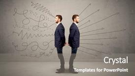  Presentation with arrows - Beautiful PPT layouts featuring hardship - young conflicted businessman choosing backdrop and a gray colored foreground