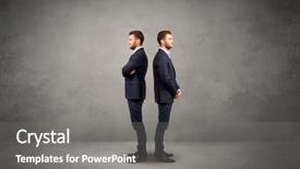  Presentation with choosing life partner - Amazing PPT layouts having hardship - young conflicted businessman choosing backdrop and a  colored foreground