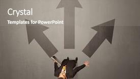  Presentation with contemplating - PPT theme with hardship - young contemplating businessman stands background and a gray colored foreground