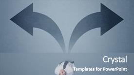  Presentation with two ways - Slide set having trajectory career - young smart businessman standing background and a seafoam green colored foreground