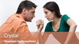  Presentation with wrestling - Slide set having contrary - man and woman doing arm background and a coral colored foreground