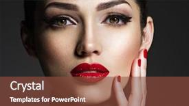  Presentation with beautiful young girl red - PPT theme featuring contrast - closeup portrait of beautiful woman background and a tawny brown colored foreground