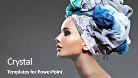  Presentation with girl model - Audience pleasing PPT theme consisting of contrast - profile portrait of beautiful girl backdrop and a gray colored foreground