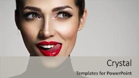  Presentation with young woman - Cool new slides with contrast - young woman with bright face backdrop and a light gray colored foreground