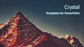  Presentation with mountain snow - Slide deck with contrast blue and red shade background and a tawny brown colored foreground