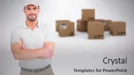  Presentation with calvary religious cross against - Cool new slide deck with contrast media - delivery man standing arms crossed backdrop and a  colored foreground