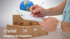  Presentation with labor and delivery - Presentation having contrast media - delivery man writing on clipboard background and a coral colored foreground