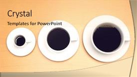  Presentation with coffee cup diary - Colorful slide deck enhanced with contrast media - three coffee cups of various backdrop and a lemonade colored foreground