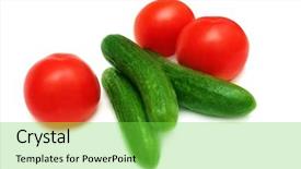  Presentation with cucumbers cultivation - PPT theme enhanced with contrast media - tomatoes and cucumbers background and a  colored foreground