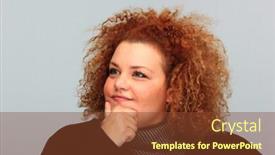  Presentation with faces - Audience pleasing slides consisting of contrast portrait of beautiful blond plus-size girl making faces backdrop and a tawny brown colored foreground