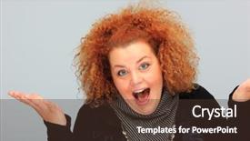  Presentation with faces - Theme featuring contrast portrait of beautiful blond plus-size girl making faces background and a tawny brown colored foreground