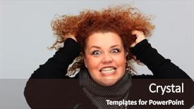  Presentation with faces - PPT layouts consisting of contrast portrait of beautiful blond plus-size girl making faces background and a tawny brown colored foreground