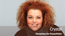  Presentation with faces - Theme with contrast portrait of beautiful blond plus-size girl making faces background and a tawny brown colored foreground