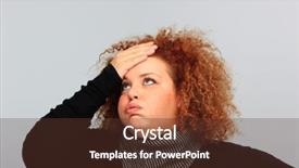  Presentation with faces - Audience pleasing theme consisting of contrast portrait of beautiful blond plus-size girl making faces backdrop and a tawny brown colored foreground