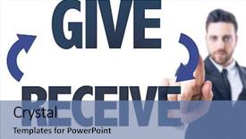  Presentation with give - Audience pleasing slides consisting of contributor - business man pointing the text backdrop and a teal colored foreground