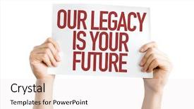  Presentation with legacy - Slides having contributor - our legacy is your future background and a sky blue colored foreground