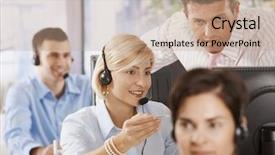  Presentation with customer service - Slides enhanced with control center - manager controlling customer service operators background and a coral colored foreground