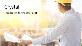  Presentation with crane - Slide deck enhanced with control engineering - asian indian male site contractor background and a cream colored foreground