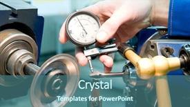  Presentation with human machine - Slide deck with control engineering - human hand with measuring head background and a ocean colored foreground