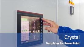  Presentation with control - PPT layouts featuring control of equipment for telecom background and a ocean colored foreground