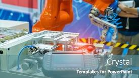  Presentation with control panel - Cool new PPT theme with control-panel-of-auto-robot backdrop and a teal colored foreground