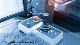  Presentation with industrial robot - Slides having control-panel-of-auto-robot background and a light blue colored foreground